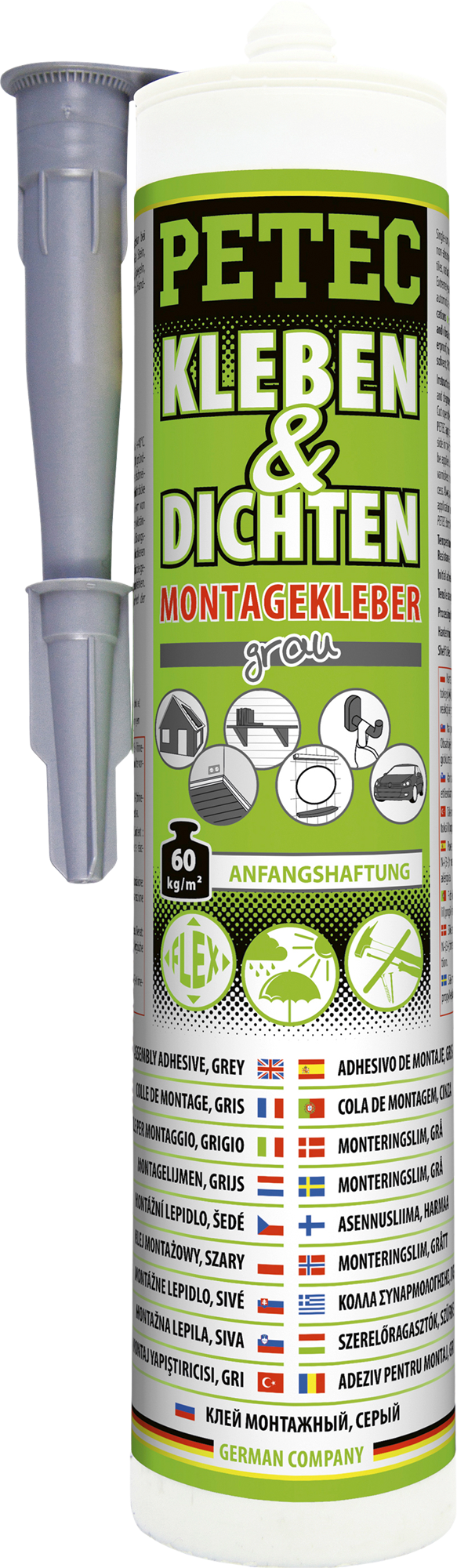 Monteringslim og tetningsmiddel grå 290 ml - Petec forside
