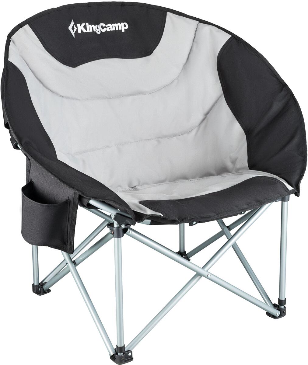 Moonchair Deluxe sammenleggbar 150 kg svart/grå - KingCamp forfra