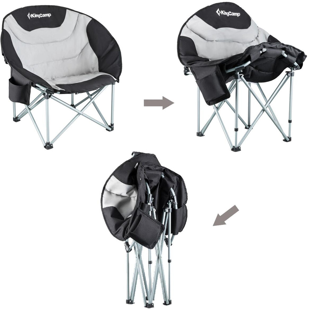 Moonchair Deluxe sammenleggbar 150 kg svart/grå - KingCamp pakket i transporttaske