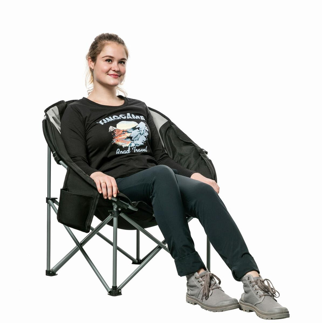 Moonchair Deluxe sammenleggbar 150 kg svart/grå - KingCamp sammenlagt