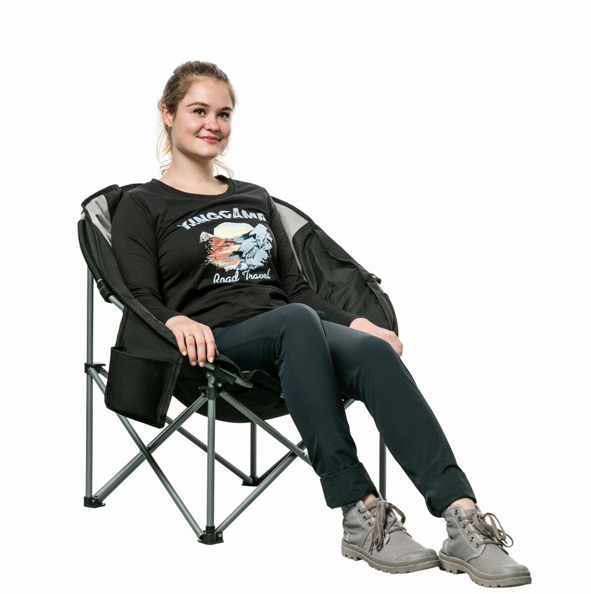 Moonchair Deluxe sammenleggbar 150 kg svart/grå - KingCamp sammenlagt