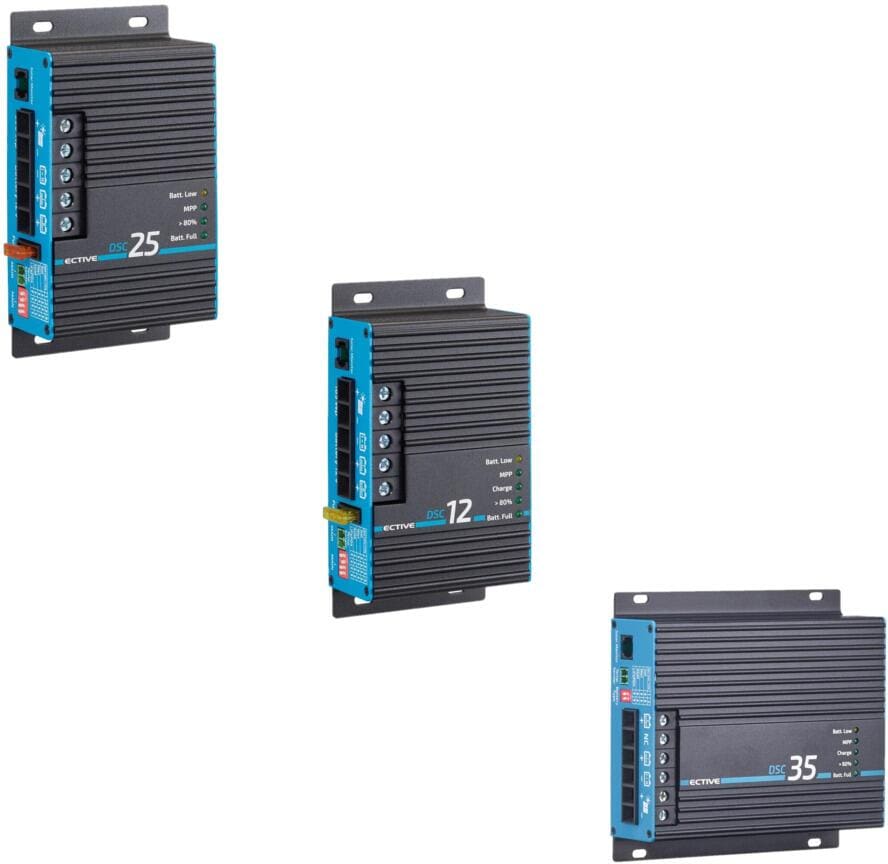 MPPT dual laderegulator for to 12V batterier - ECTIVE forfra