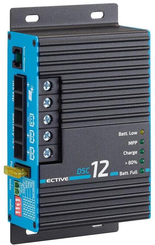 MPPT dual laderegulator for to 12V batterier - ECTIVE bakside