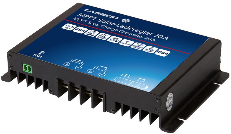 MPPT-laderegulator 12/24V 20A for solcellepanel opptil 260W Carbest forfra