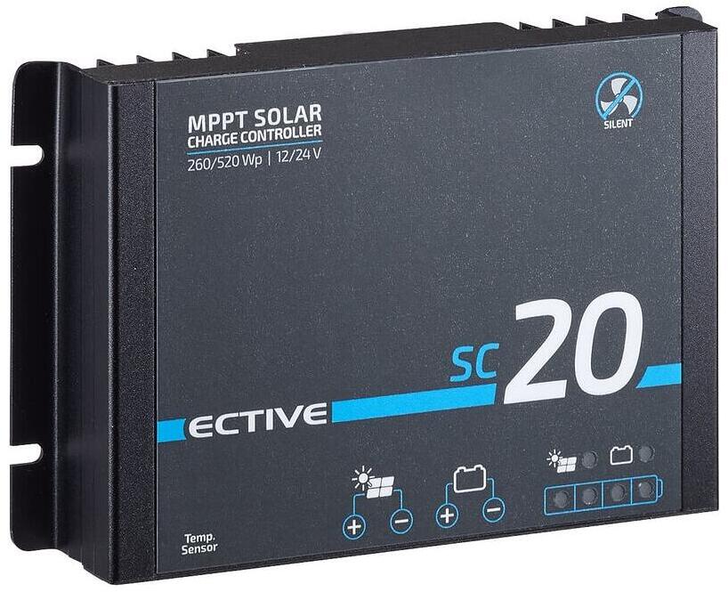 Montert MPPT laderegulator for 12/24V forsyningsbatterier - ECTIVE i campingoppsett