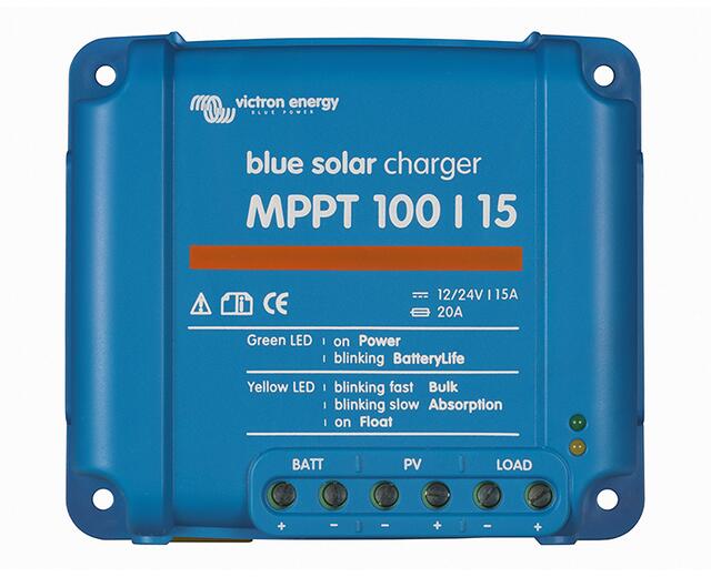 MPPT solcelleladeregulator BlueSolar 100V/15A 12V/24V - Victron Energy forfra