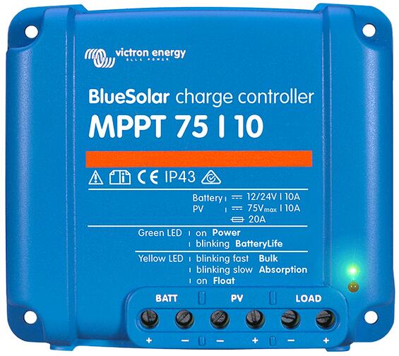 MPPT solcelleladeregulator BlueSolar 75V/10A 12V/24V forfra