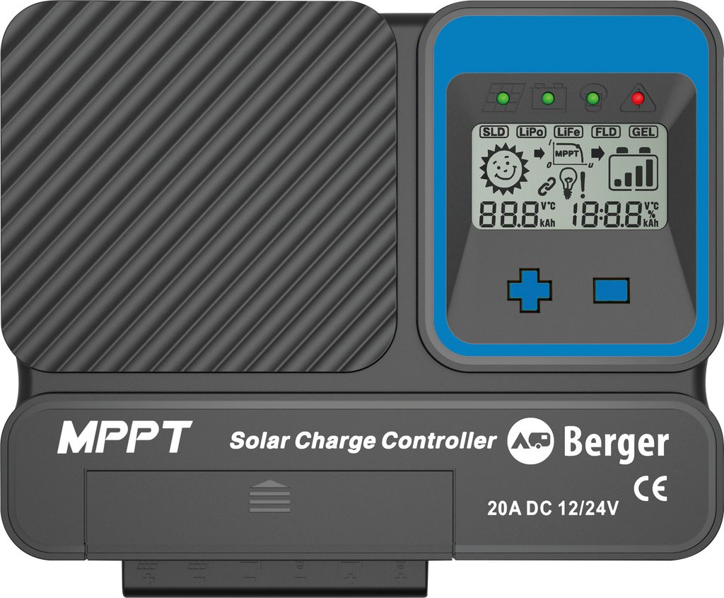 MPPT solcelleladeregulator SX PRO 20 A forfra