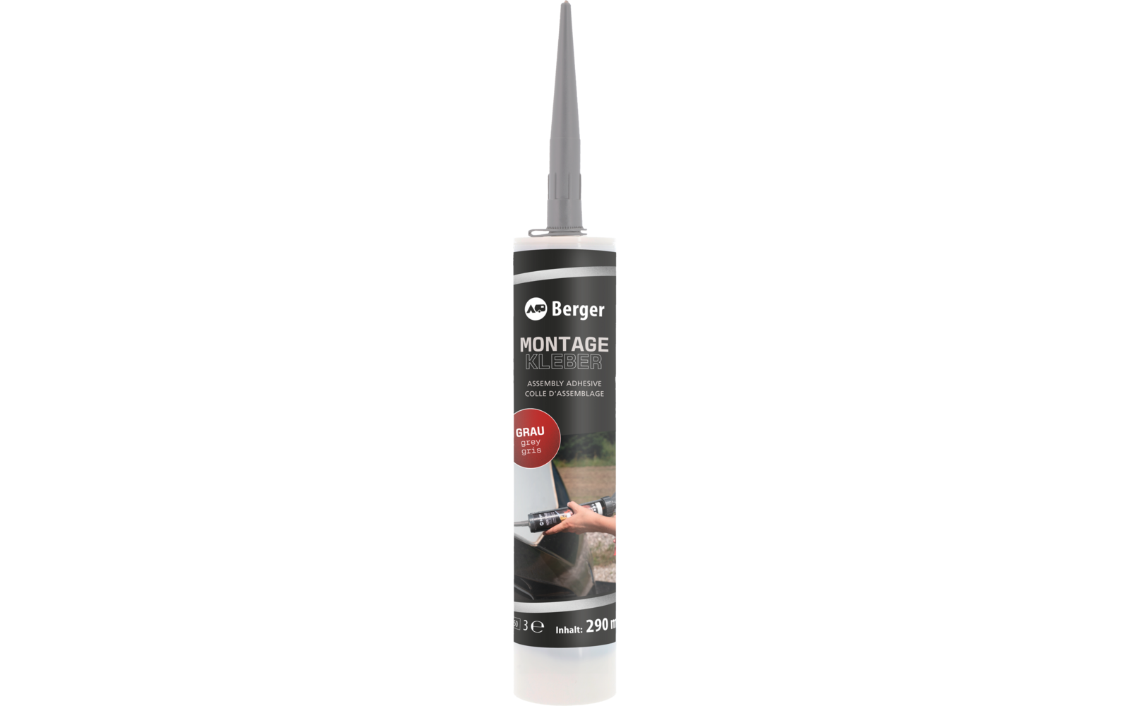 Bakside av MS-Polymer lim og tetningsmiddel Nr. 1-2 grå 290 ml