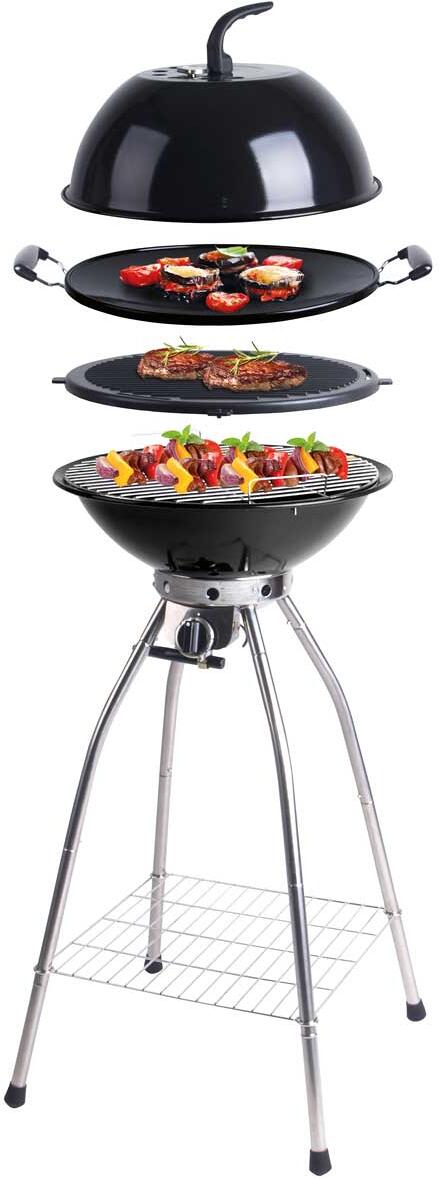 Multifunksjonsgrill Woki forfra med tilbehør og stativ