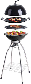 Multifunksjonsgrill Woki forfra med tilbehør og stativ
