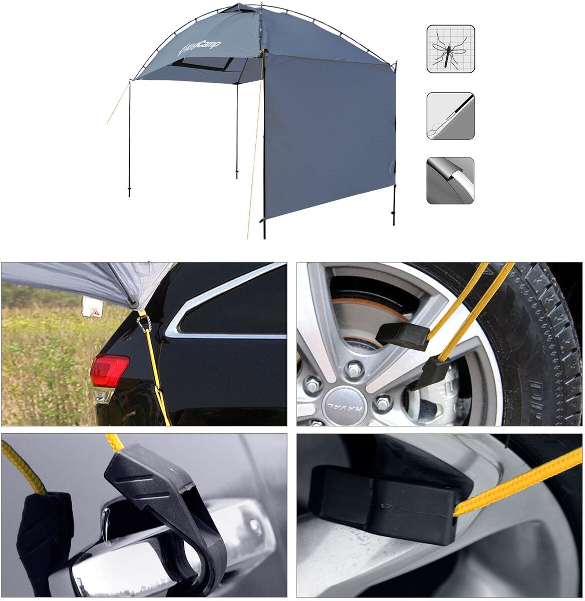 Montert Multifunksjonstelt Compass Plus 315x215x190 cm ved bil