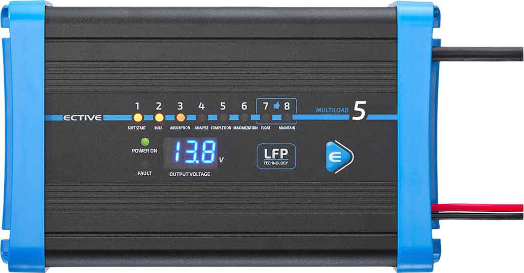 Multiload LFP batterilader for LiFePO4 12V 5A forfra