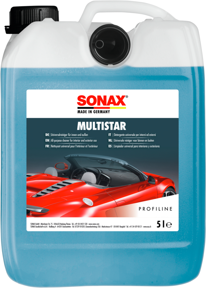 Multistar kraftrens for inn- og utside 5 liter - Sonax flaske forside