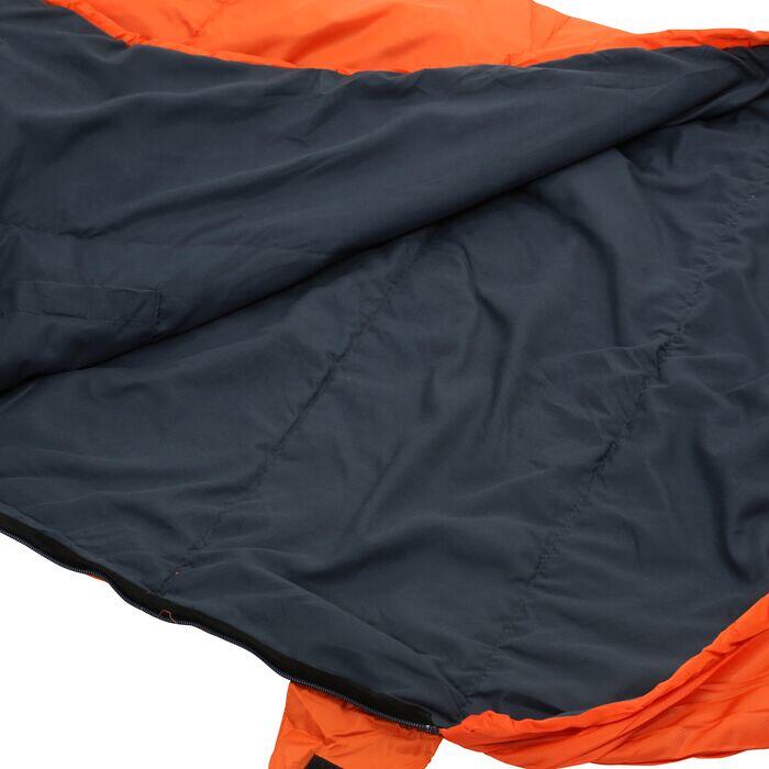 Detalj av Mumiesovepose Hilo v2 Ultralight 750g materiale og glidelås