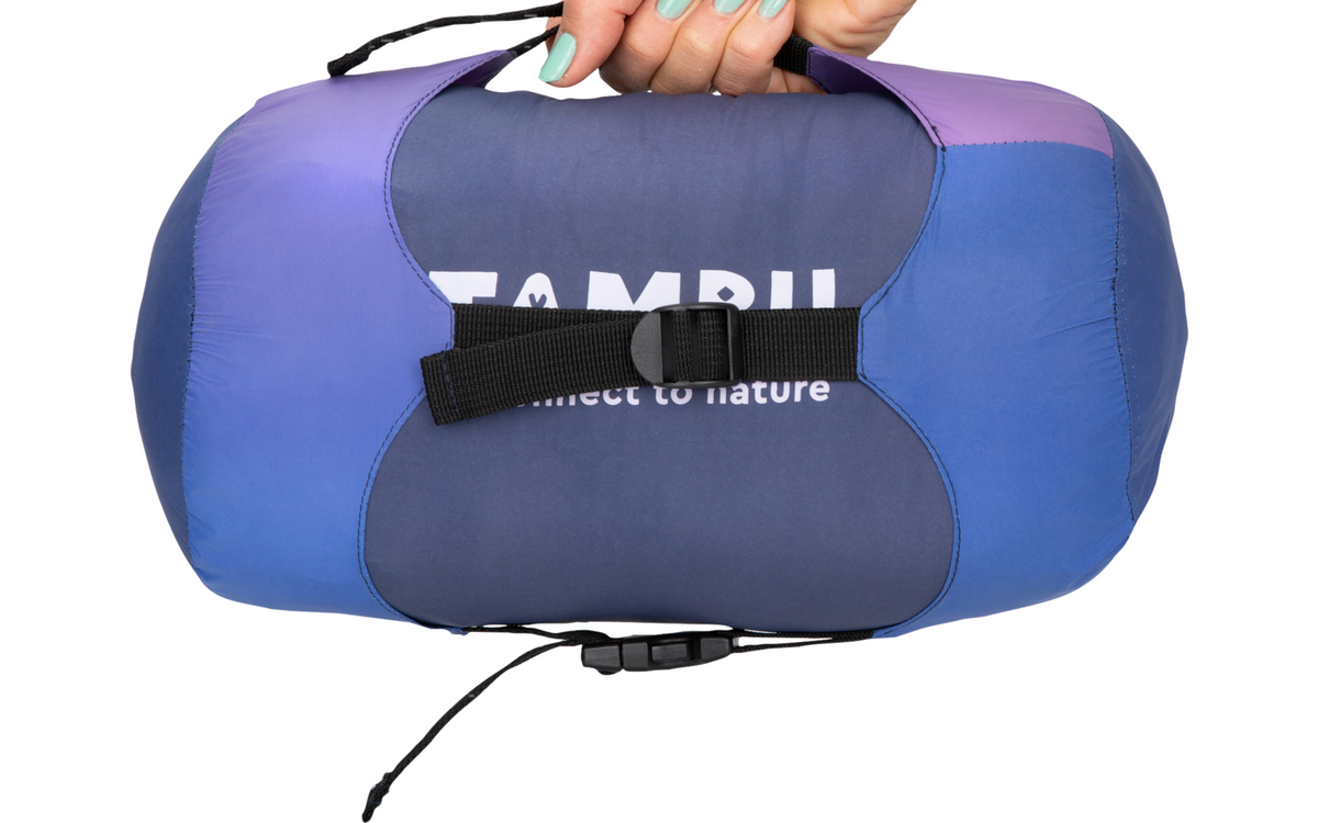 Mumiesovepose Sangu 600 sommer resirkulert polyester 205 cm - Tambu, nærbilde av ripstopstoff