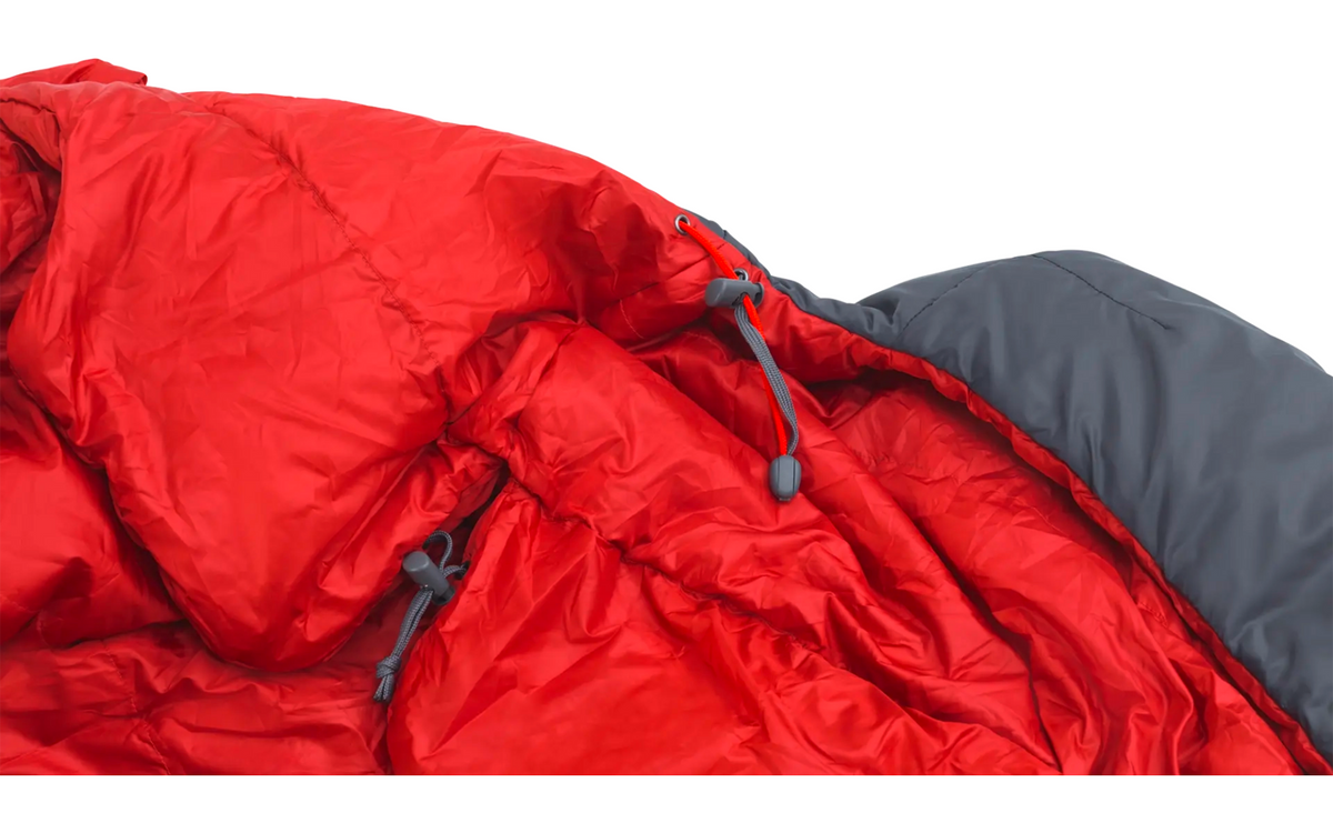 Hette og varmekrage på Mumiesovepose Snowfall komfort 7 °C 895 g 205 x 75 cm svart - Robens