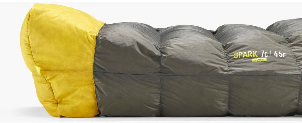 Montert Mumiesovepose Spark 850+ fill power 10D nylon - Sea to Summit på camping