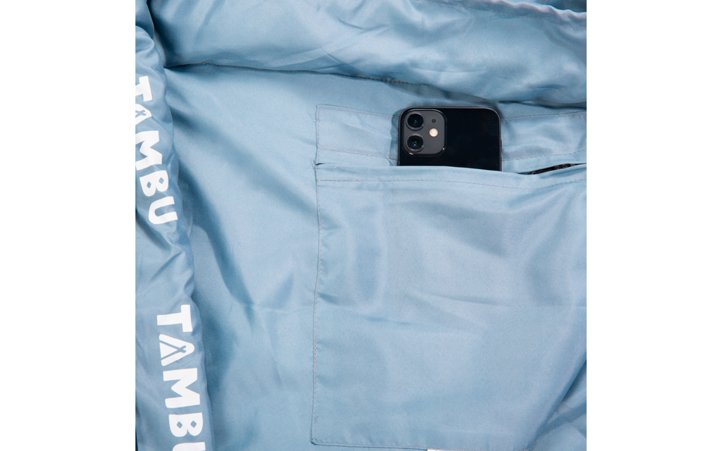 Mumiesovepose Talu 3-sesongs polyester 230 cm 1,5 kg - Tambu med åpen glidelås og innerfôr