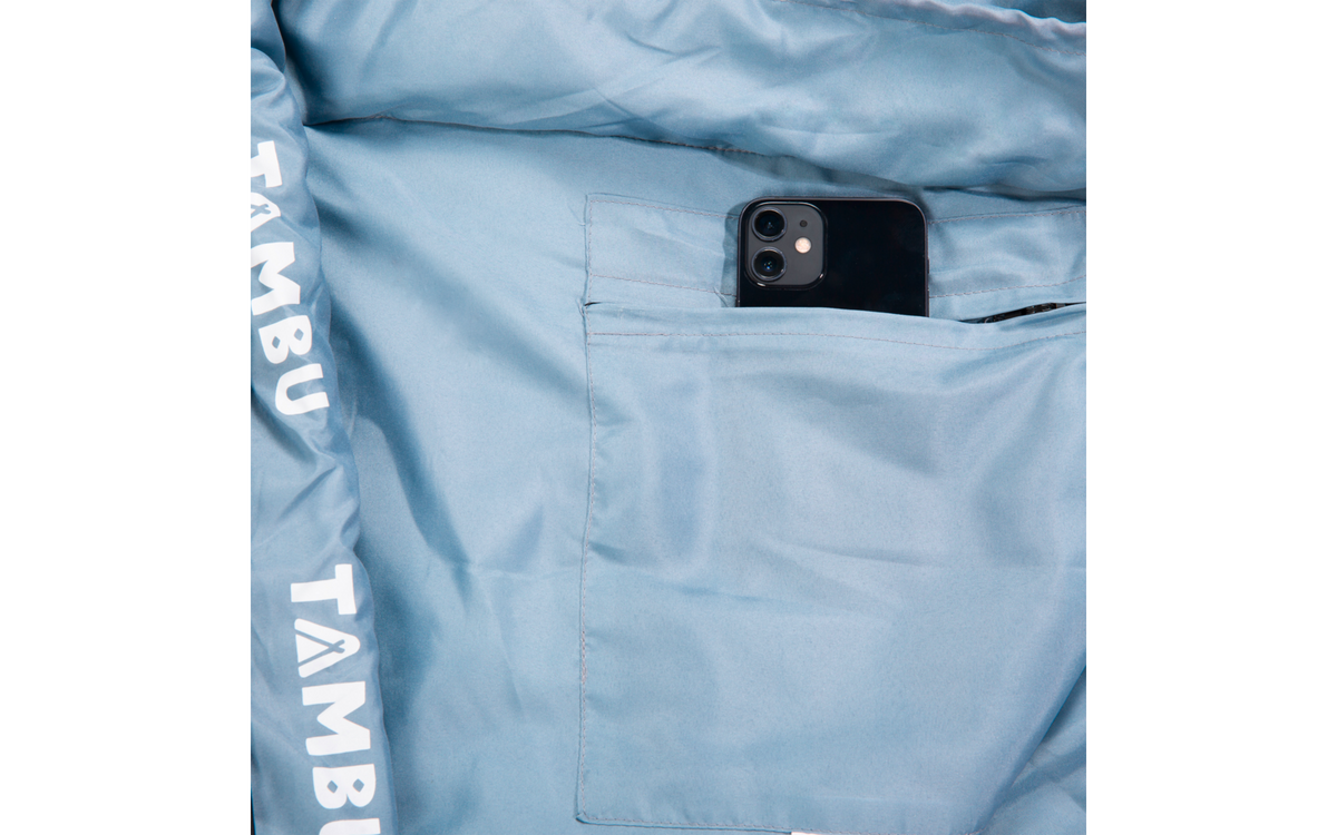 Mumiesovepose Talu 3-sesongs polyester 230 cm 1,5 kg - Tambu med åpen glidelås og innerfôr