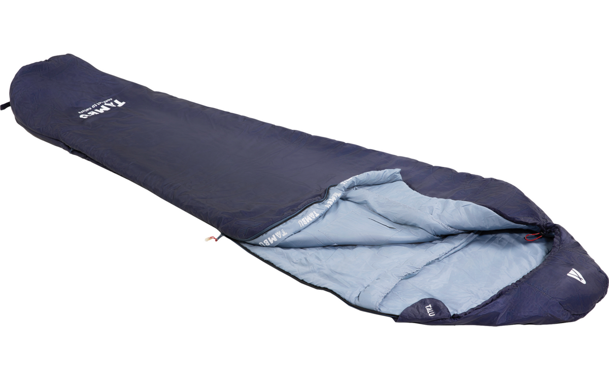 Mumiesovepose Talu 3-sesongs polyester 230 cm 1,5 kg - Tambu med justerbar hette i nærbilde
