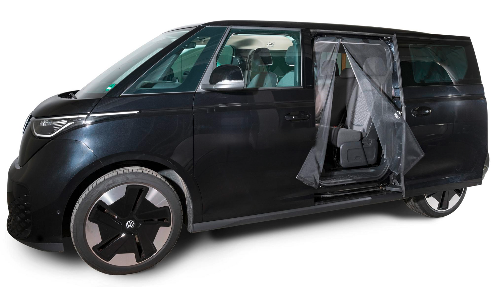 Myggnett skyvedør venstre fine-mesh for VW ID Buzz med magnetglidelås bakside
