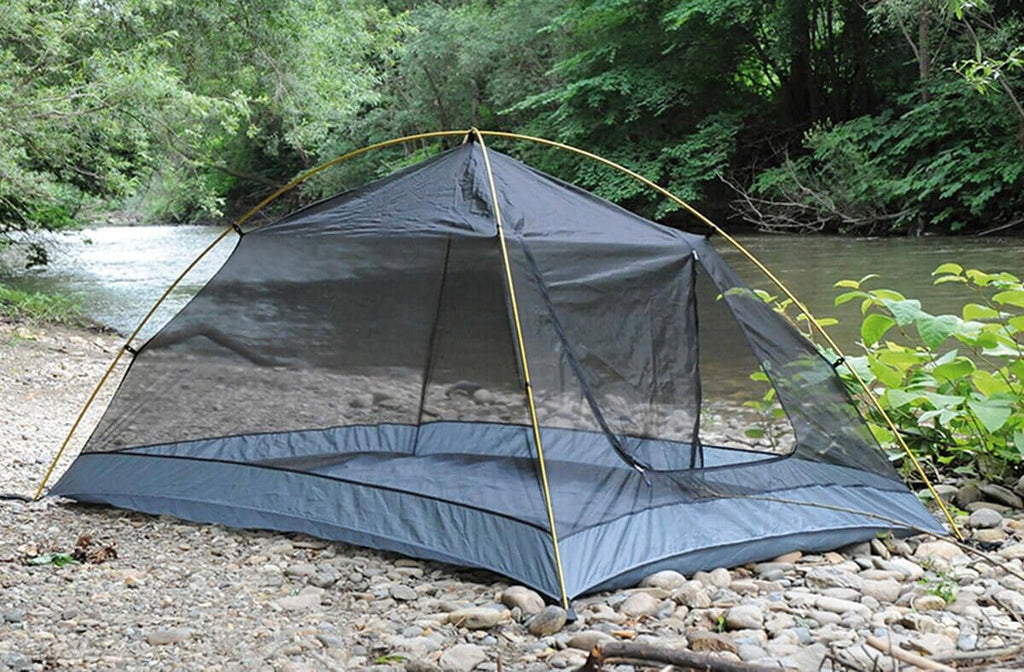 Myggteltet Dome svart 230 x 142 cm polyester mesh nærbilde av mesh