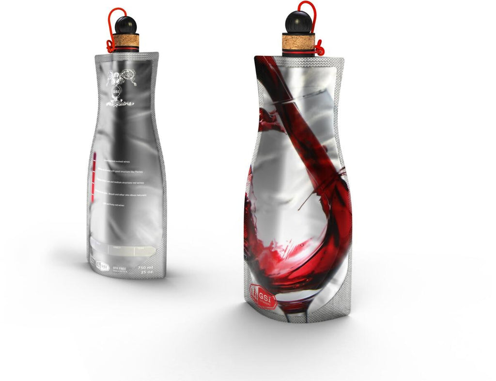 Myk vinkaraffel 750 ml sammenrullbar detalj av åpning