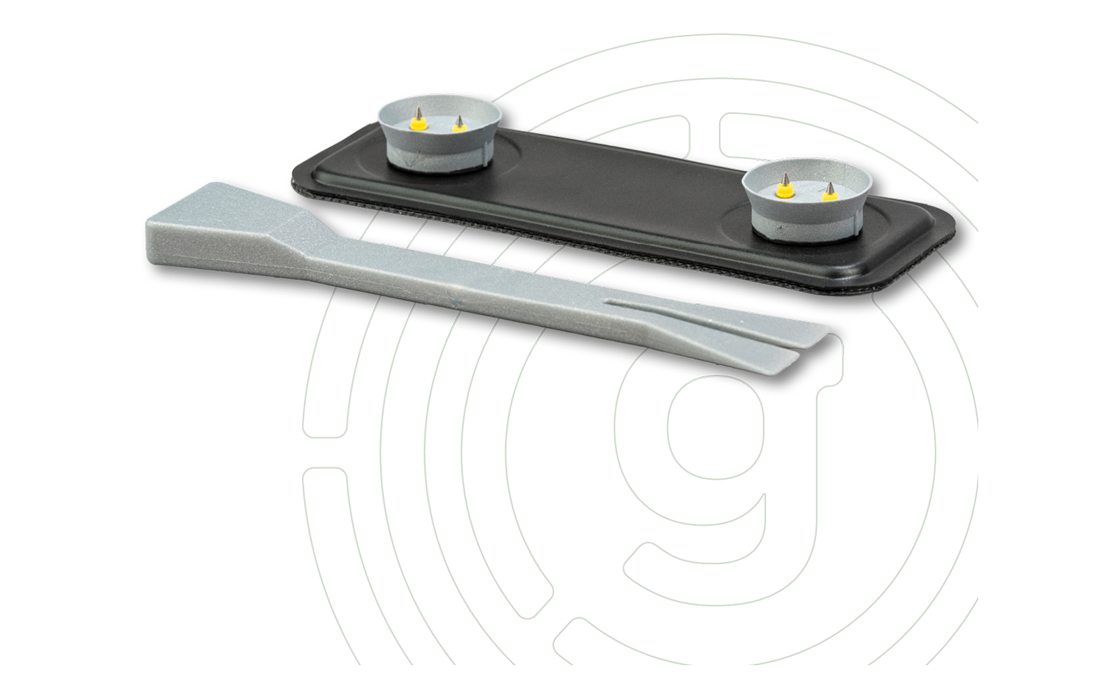 Bakside av Nano-gel-list 2.0 med MagSpike 4-deler svart med klebeflate