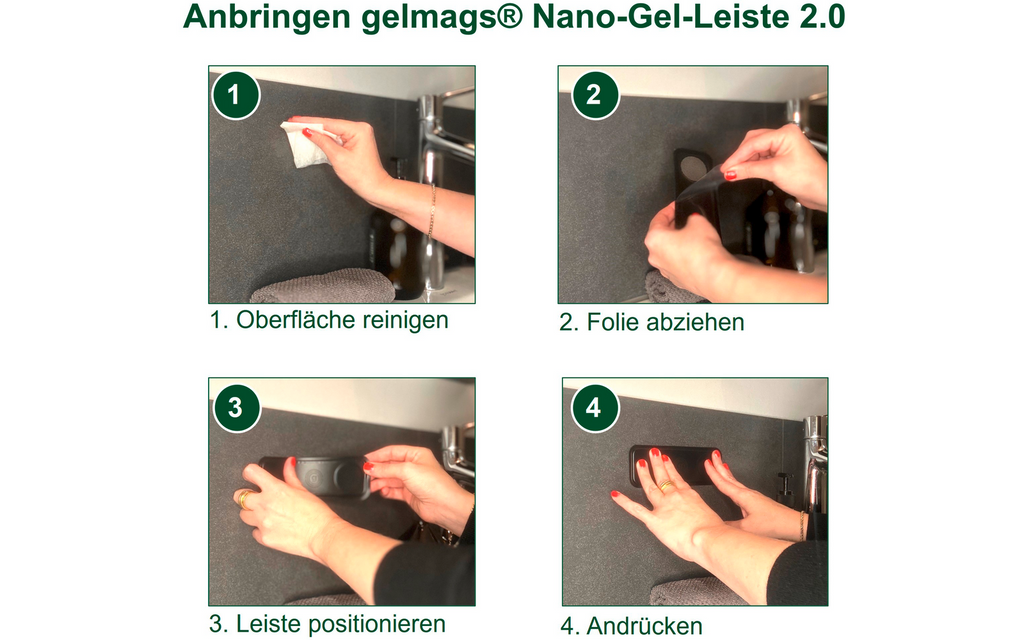 Pakkeinnhold for Nano-gel-list 2.0 med MagSpike 4-deler svart