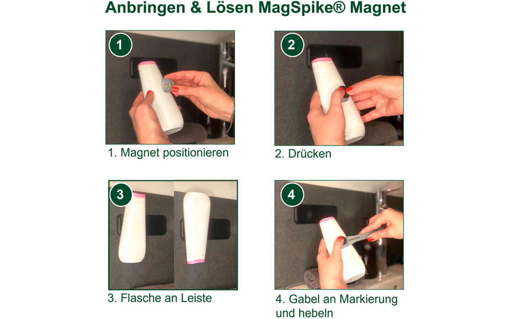 Nano-gel-list 2.0 med MagSpike 4-deler svart i bruk med flasker