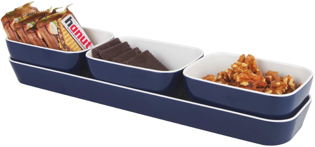 Navy Blue bistrobrett med 3 snackboller detalj