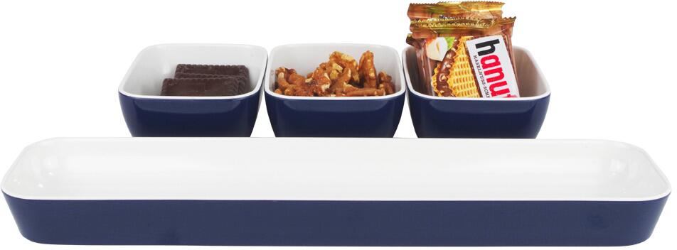 Navy Blue bistrobrett med 3 snackboller montert på bord