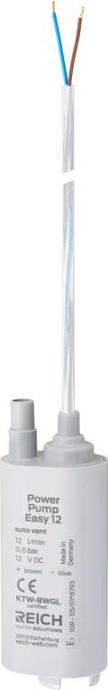 Nedsenkbar vannpumpe 12V 0,6 bar 12 l min 45 mm Reich forfra