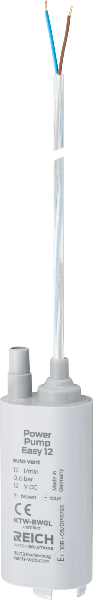 Nedsenkbar vannpumpe 12V 0,6 bar 12 l min 45 mm Reich forfra