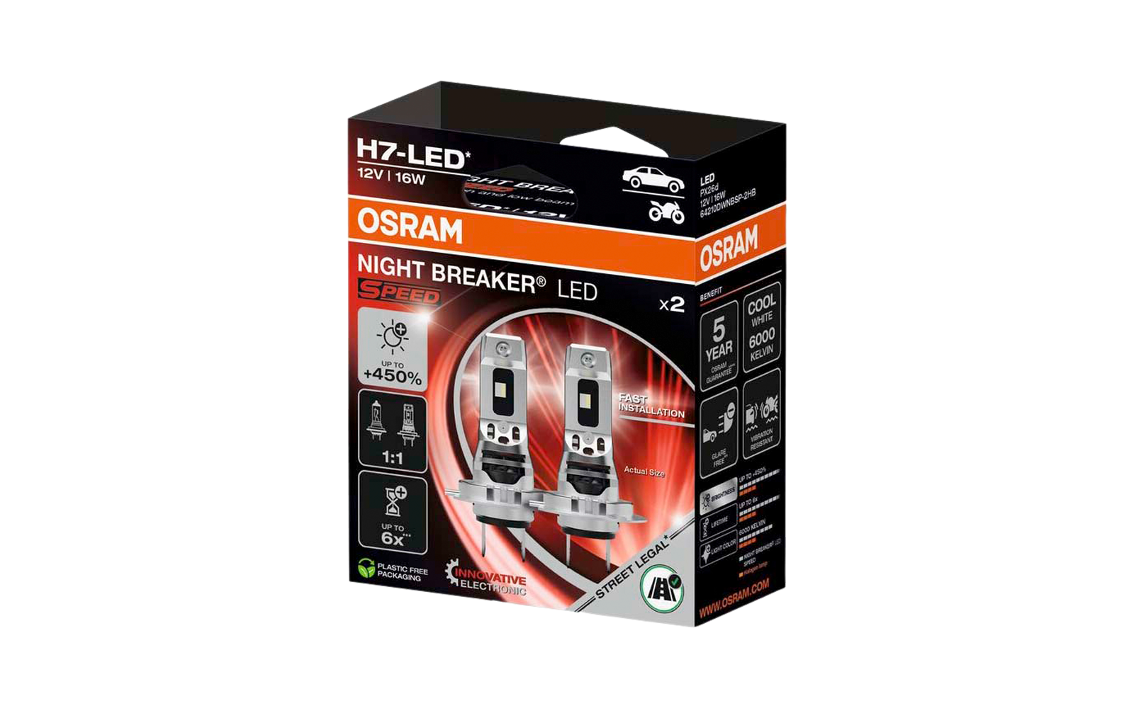 Detalj av Night Breaker LED Speed H7 450 billykt