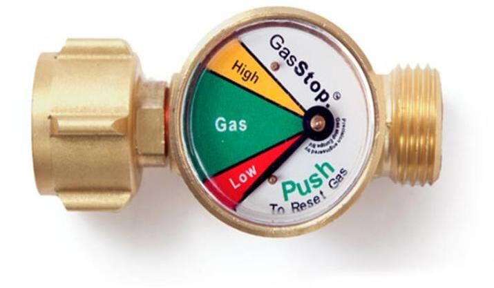 Nødavstengningsventil for propangassflasker med lekkasjeindikator GasStop bakside