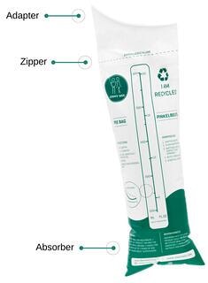 Nødtoalett urinpose 600 ml unisex resirkulert materiale bakside