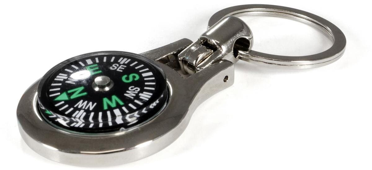 Nøkkelring med kompass sinklegering 8,0 x 3,4 cm forfra