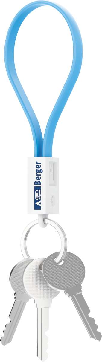 Nøkkelring med mini-ladekabel USB til Micro-USB blå forfra