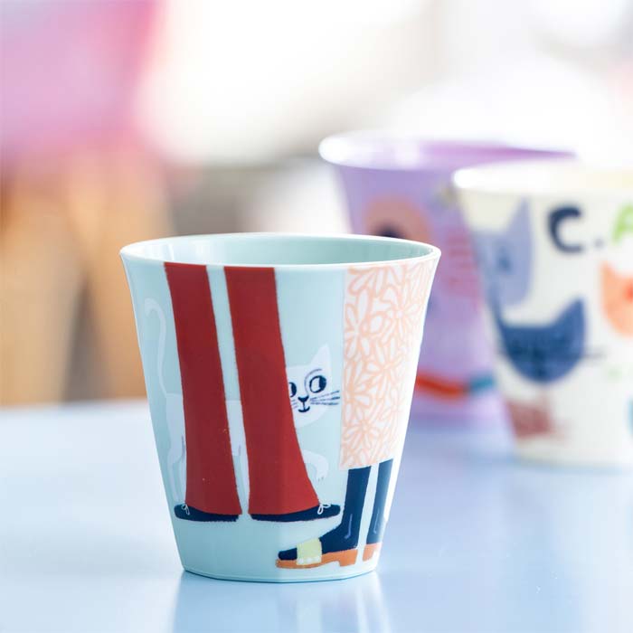 Nora Cup M Purrs Content kopp 300 ml sage forfra