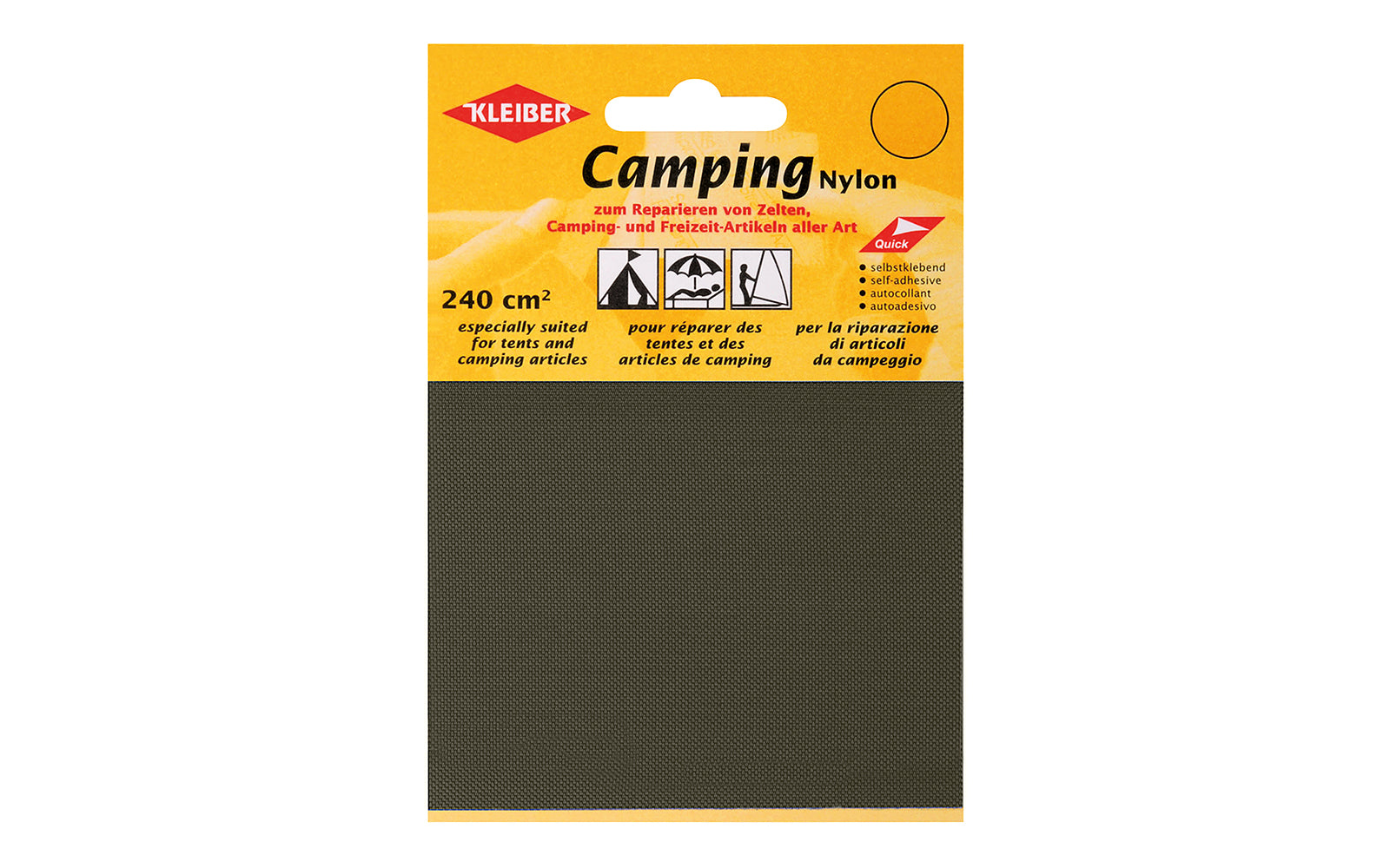 Nylon reparasjonslapp khaki 12x10 cm 2 stk - Kleiber for campingreparasjon