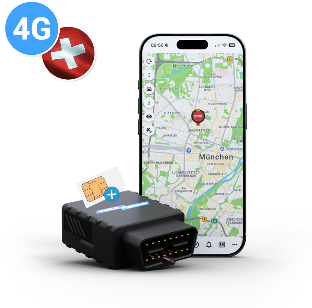 OBD 4G GPS-sporing med SIM-kort og dataflat for Europa - Yukatrack forfra