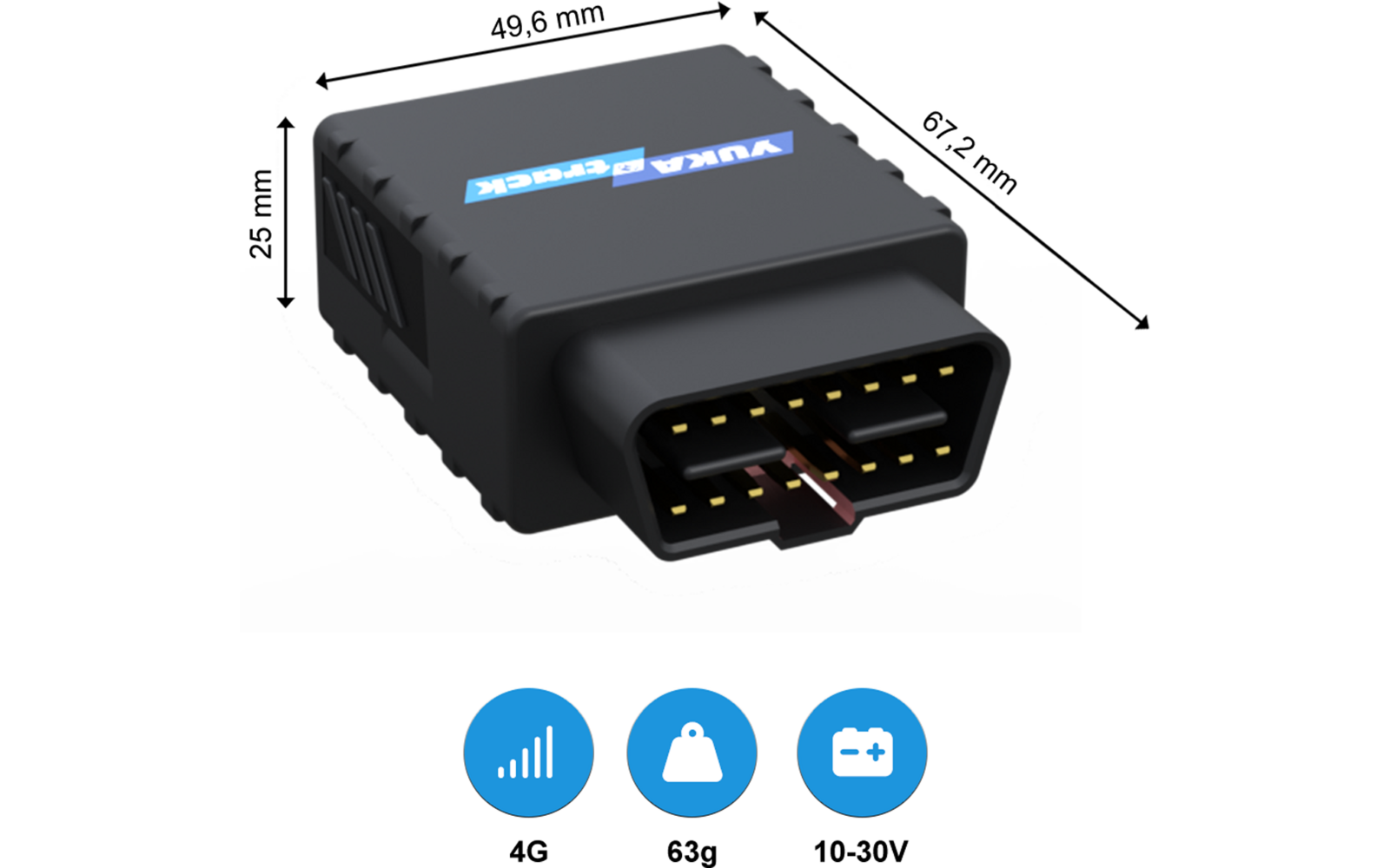OBD 4G GPS-sporing med SIM-kort og dataflat for Europa - Yukatrack bakside