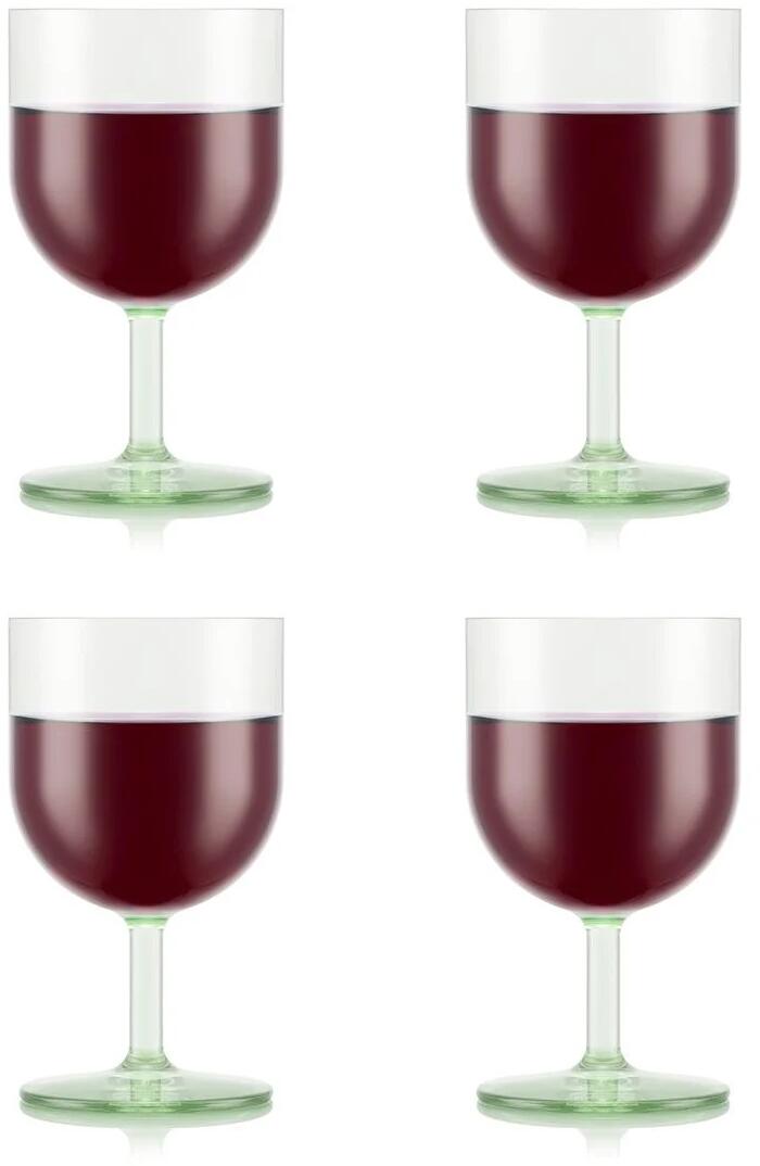 Oktett glass sett 4 stk kunststoff med stett bakside
