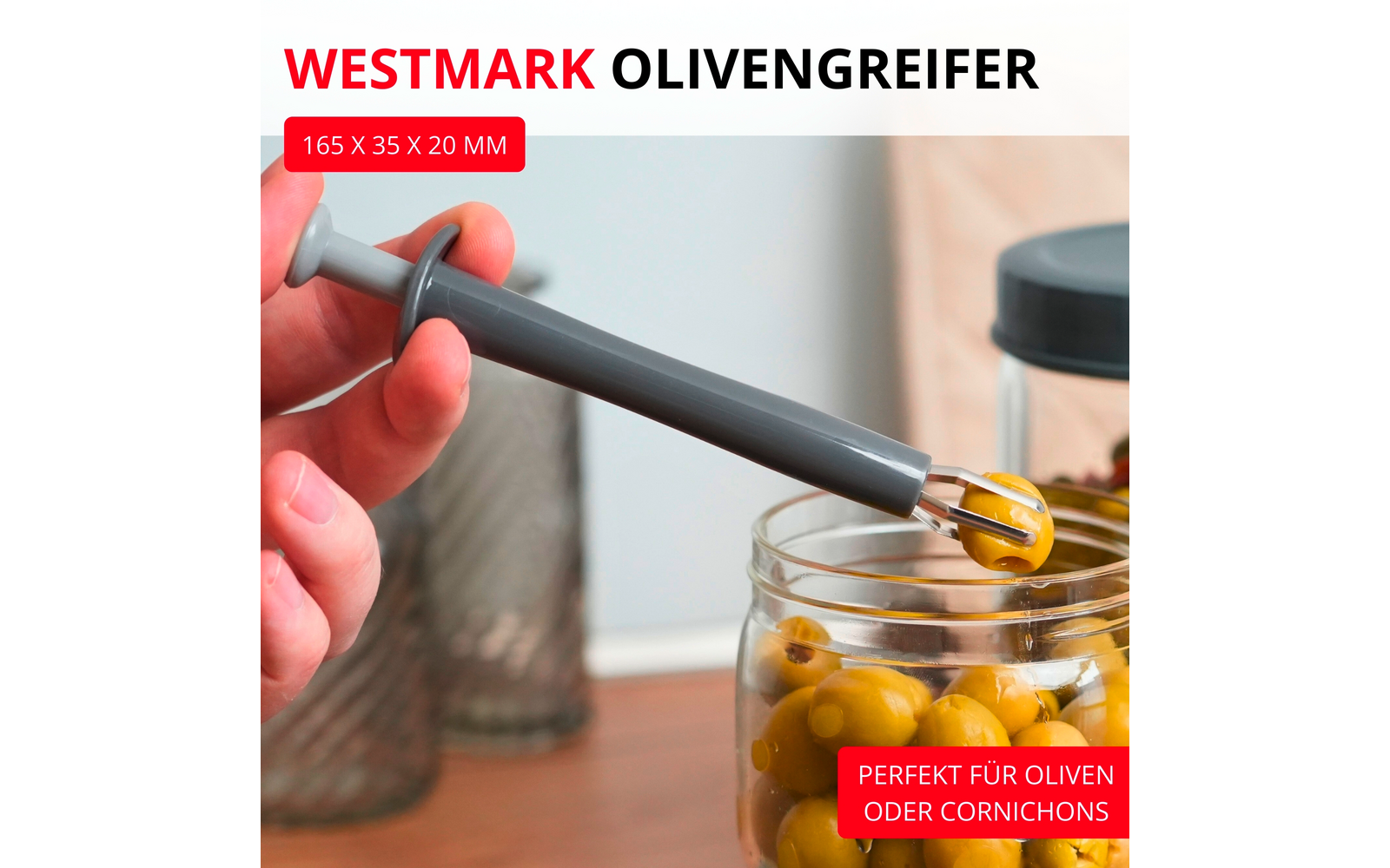 Baksiden av Olivengriper i rustfritt stål for oliven og pickles - Westmark