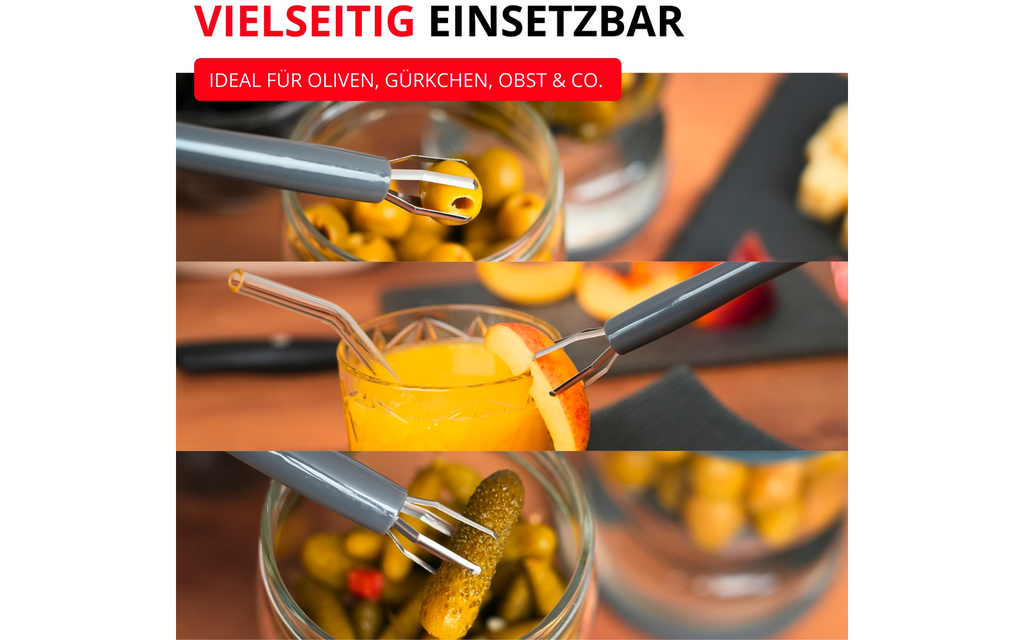Nærbilde av grep på Olivengriper i rustfritt stål for oliven og pickles - Westmark
