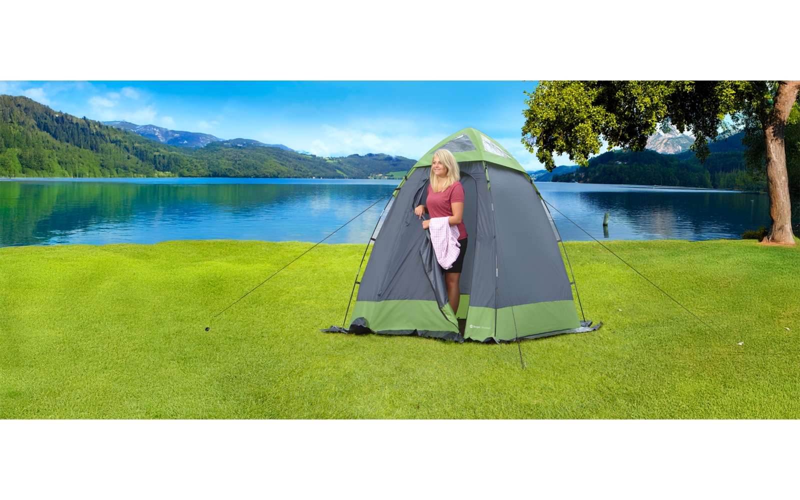 Omkledningstelt universal 165x165x200 cm montert på campingplass