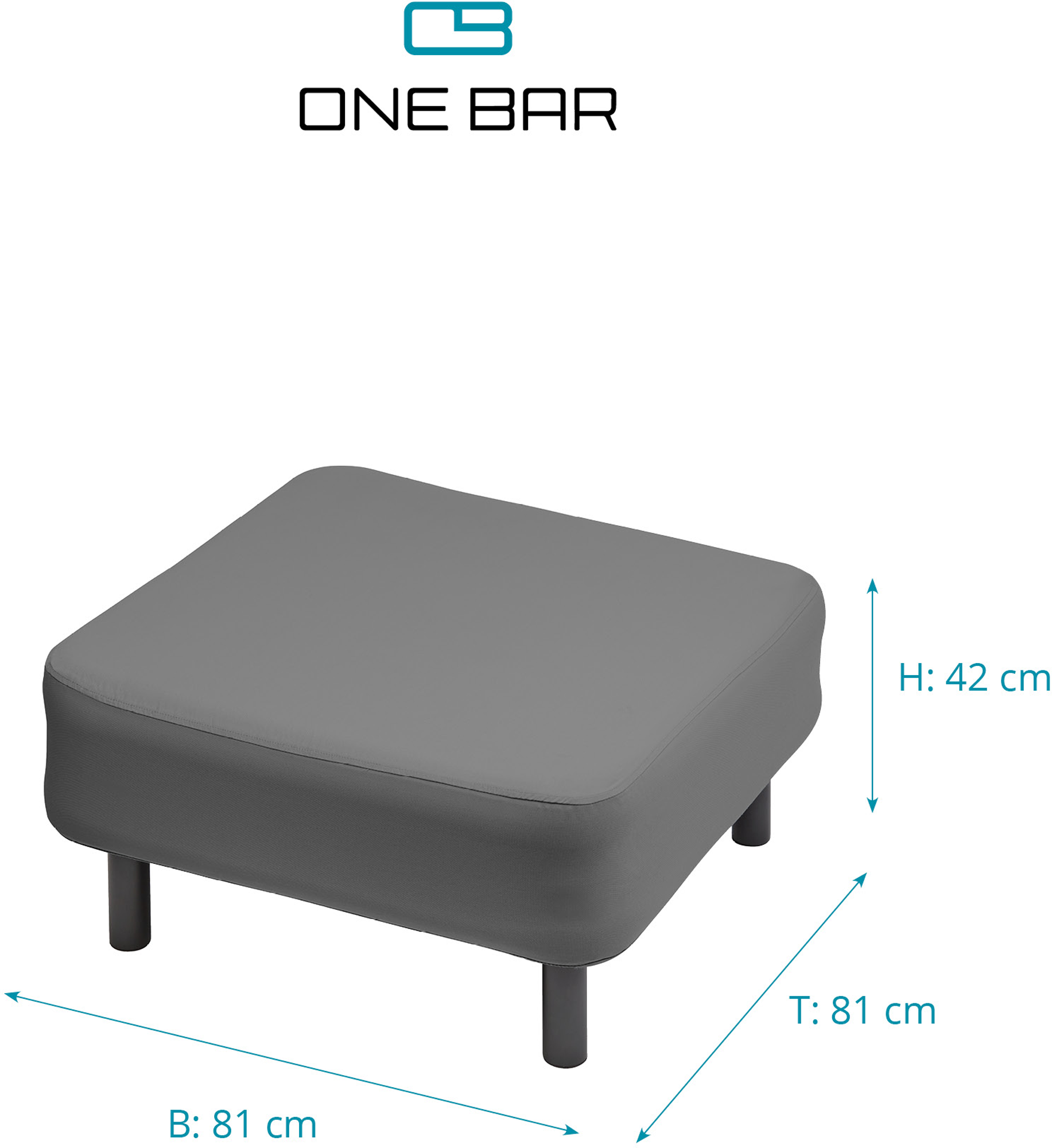 One Bar grunnelement 3 krakk, modulært sittemøbel forfra