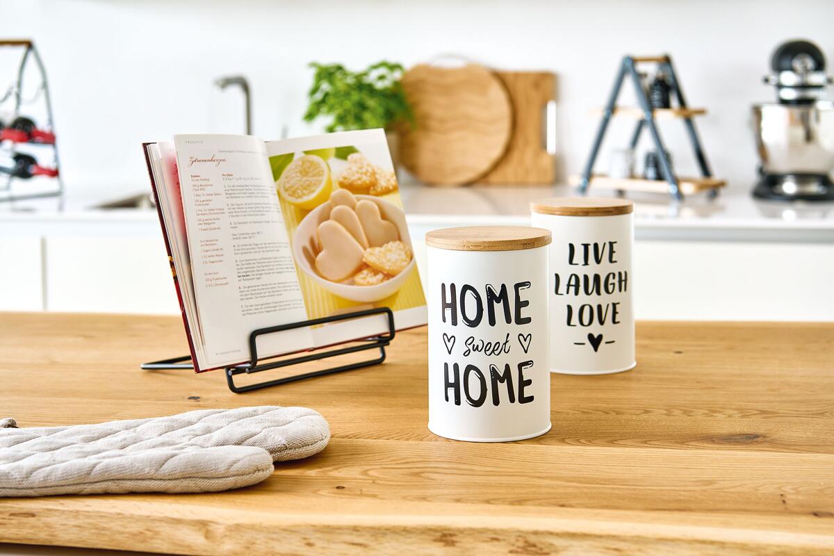 Oppbevaringsboks med bambuslokk 1 l, hvit, Ø10,5x16,5 cm - Zeller bakside